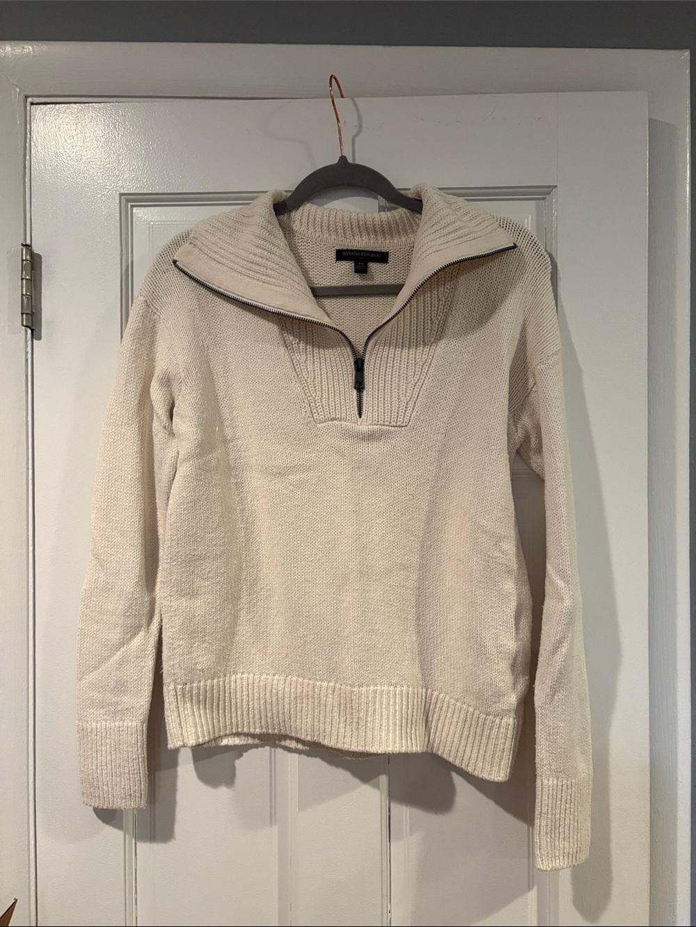 Banana Republic Cream Half-Zip Cowl Turtleneck Sweater